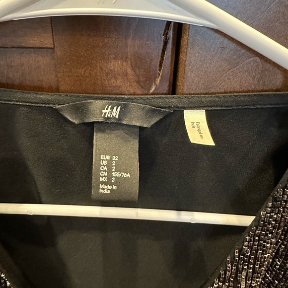 H&M Black Holiday New Years Dress Small 2 Bling Beaded - Picture 2 of 3